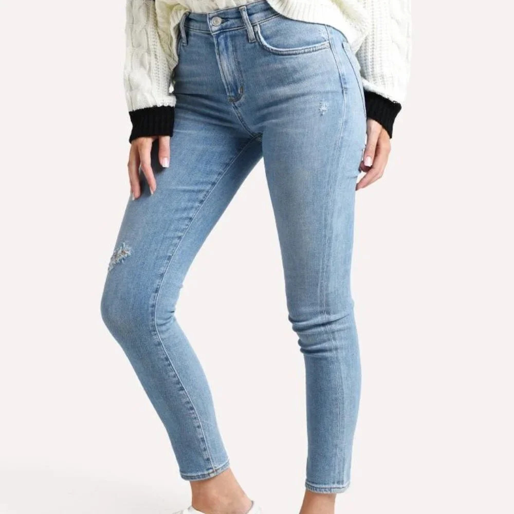 Agolde Light Wash Mid Rise Skinny Jeans